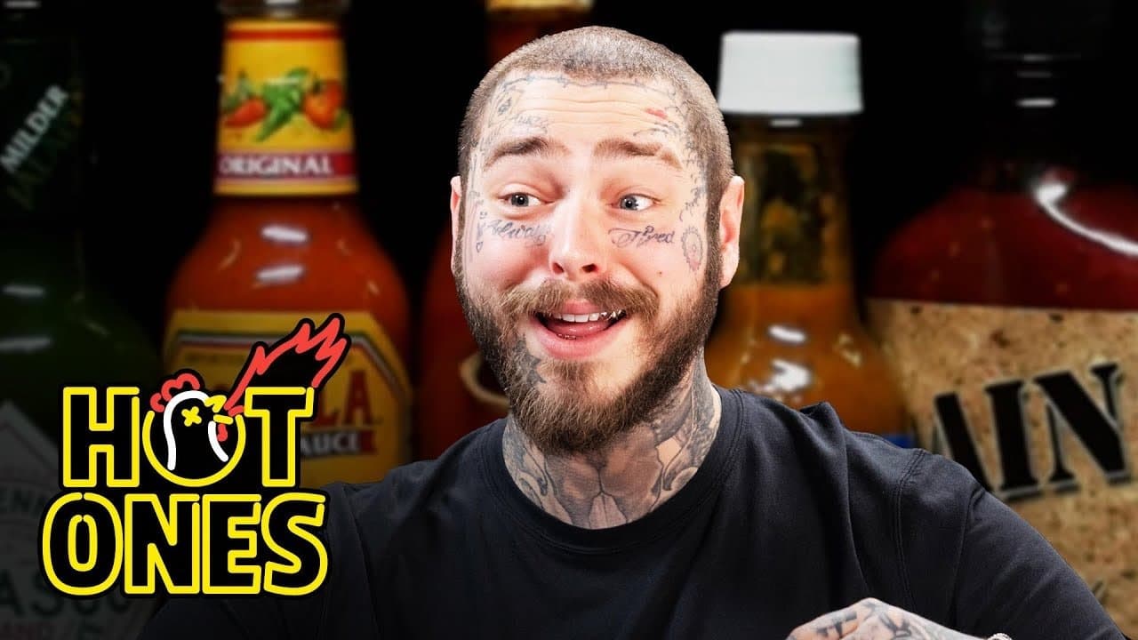 Still from Post Malone Has His Brain Hacked by Spicy Wings