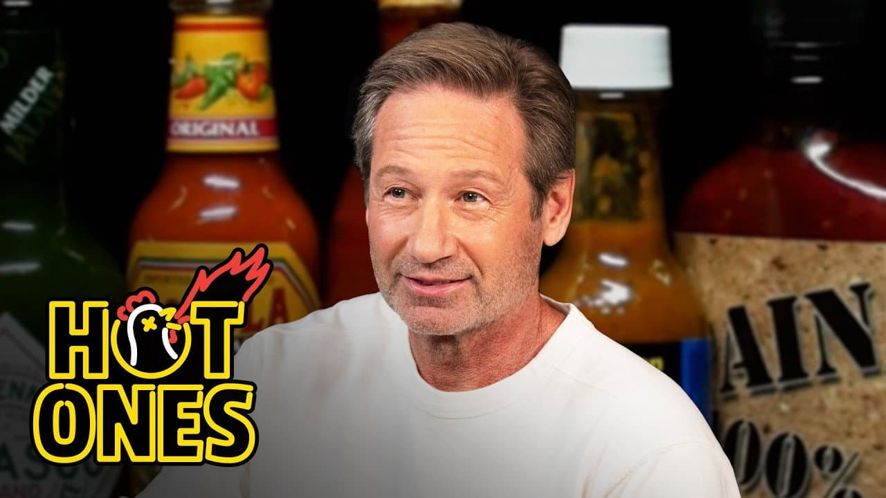 Still from David Duchovny Lives the Technicolor Universe While Eating Spicy Wings
