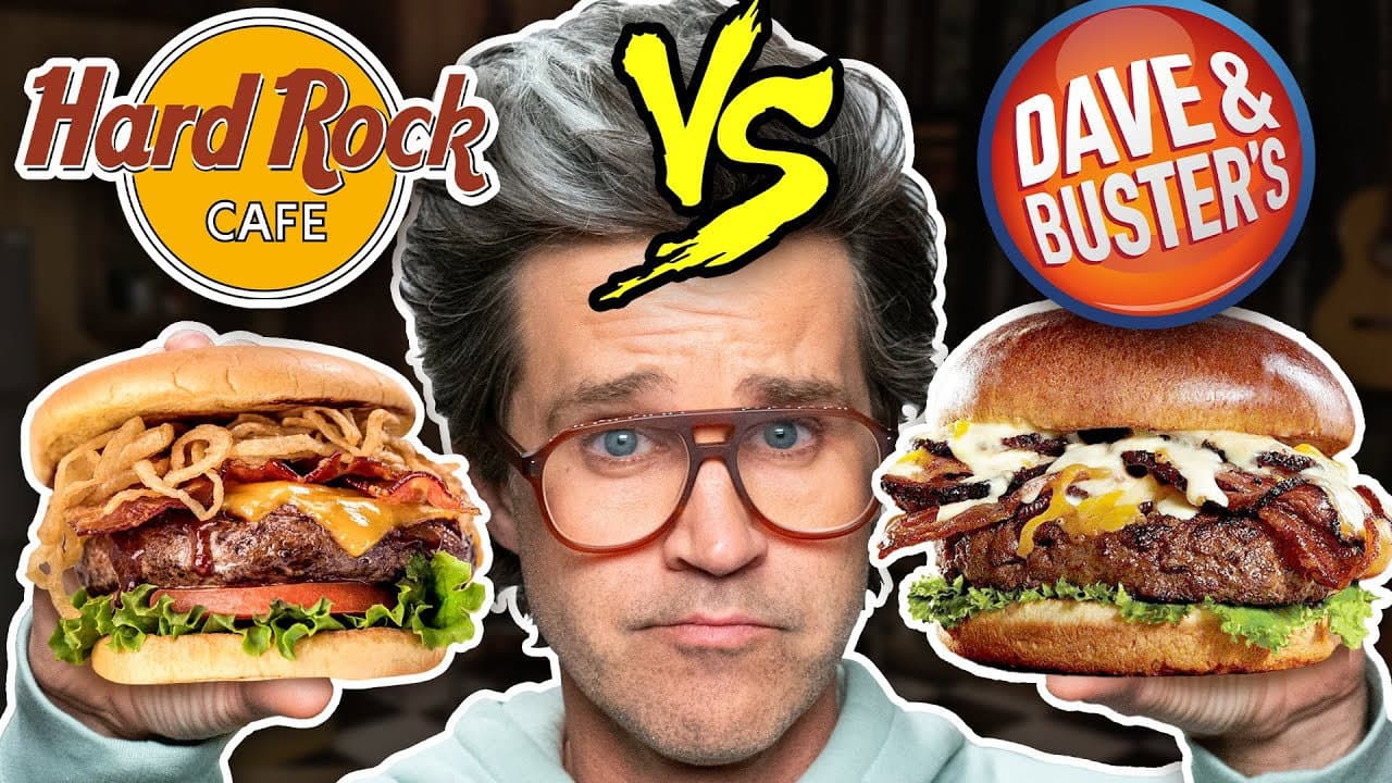 Still from Hard Rock Cafe vs. Dave & Busters Taste Test | FOOD FEUDS