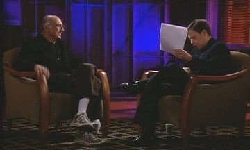 Still from Interview with Larry David, conducted by Bob Costas