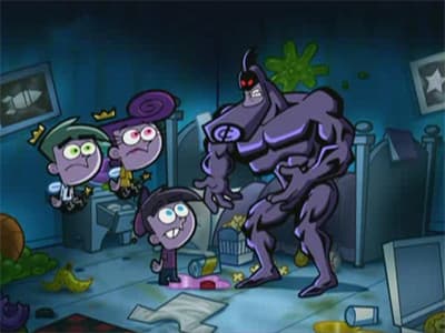 Still from The Crimson Chin Meets Mighty Mom and Dyno Dad!
