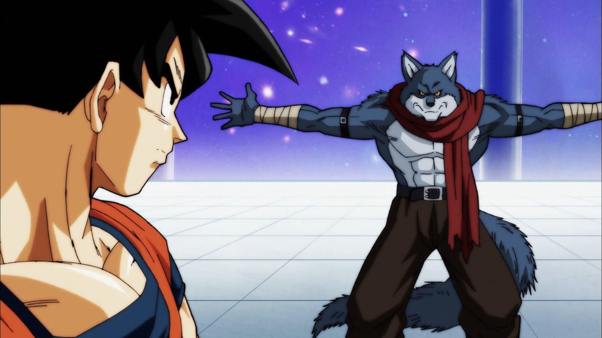 Still from Bergamo the Crusher vs. Goku! Whose Strength Reaches the Wild Blue Yonder?