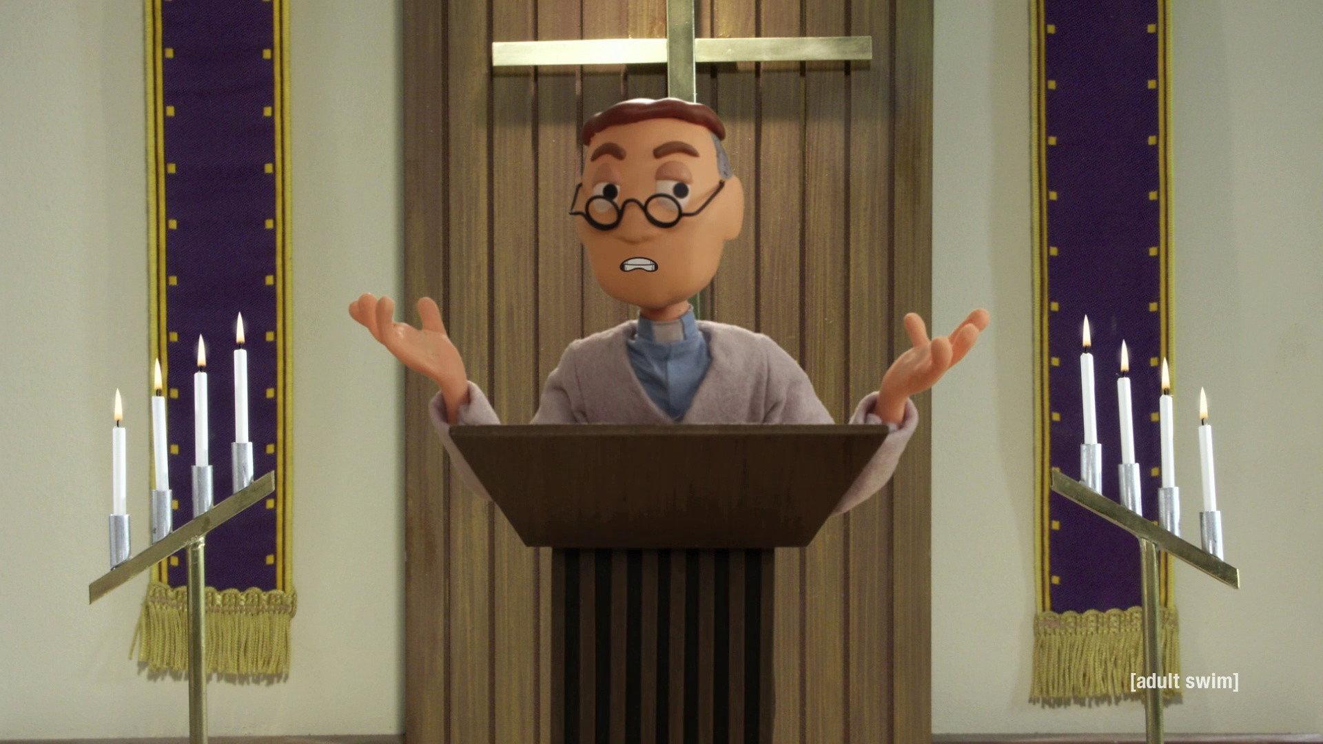 Still from Rev. Putty Sermons: Necrophilia