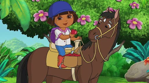 Still from Dora's and Sparky's Riding Adventure!