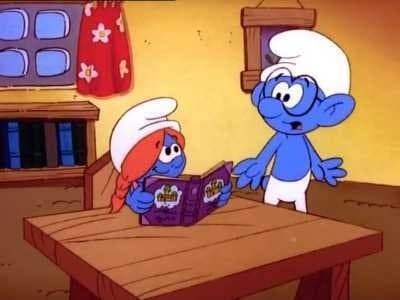 Still from Bookworm Smurf