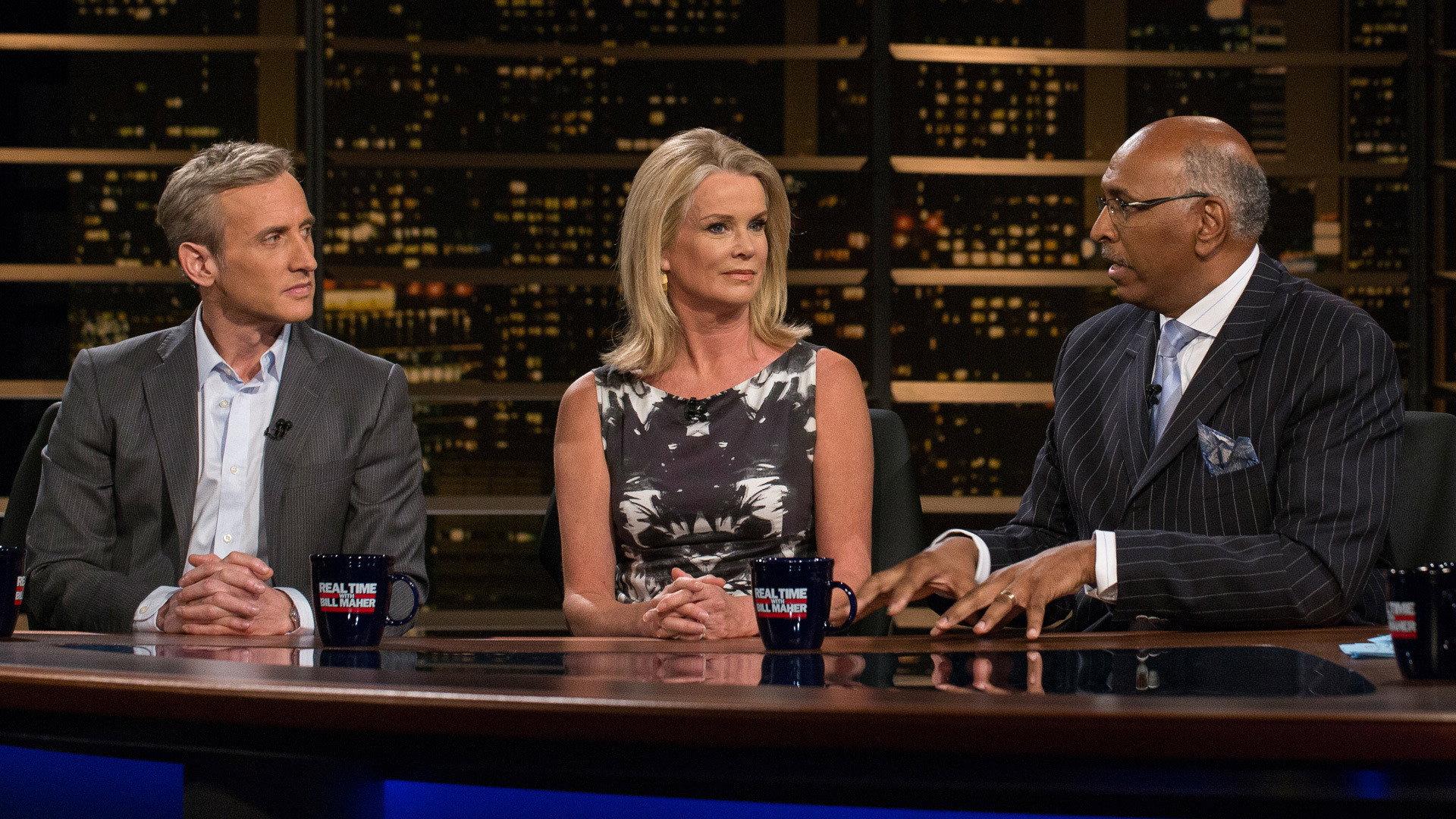 Still from Dan Savage; Dan Abrams, Katty Kay and Michael Steele; Richard A. Clarke