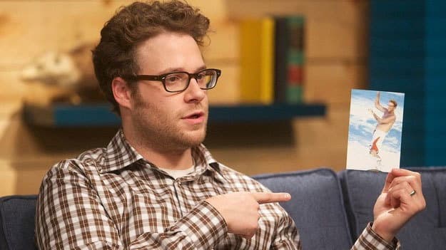 Still from Seth Rogen Wears a Plaid Shirt & Brown Pants