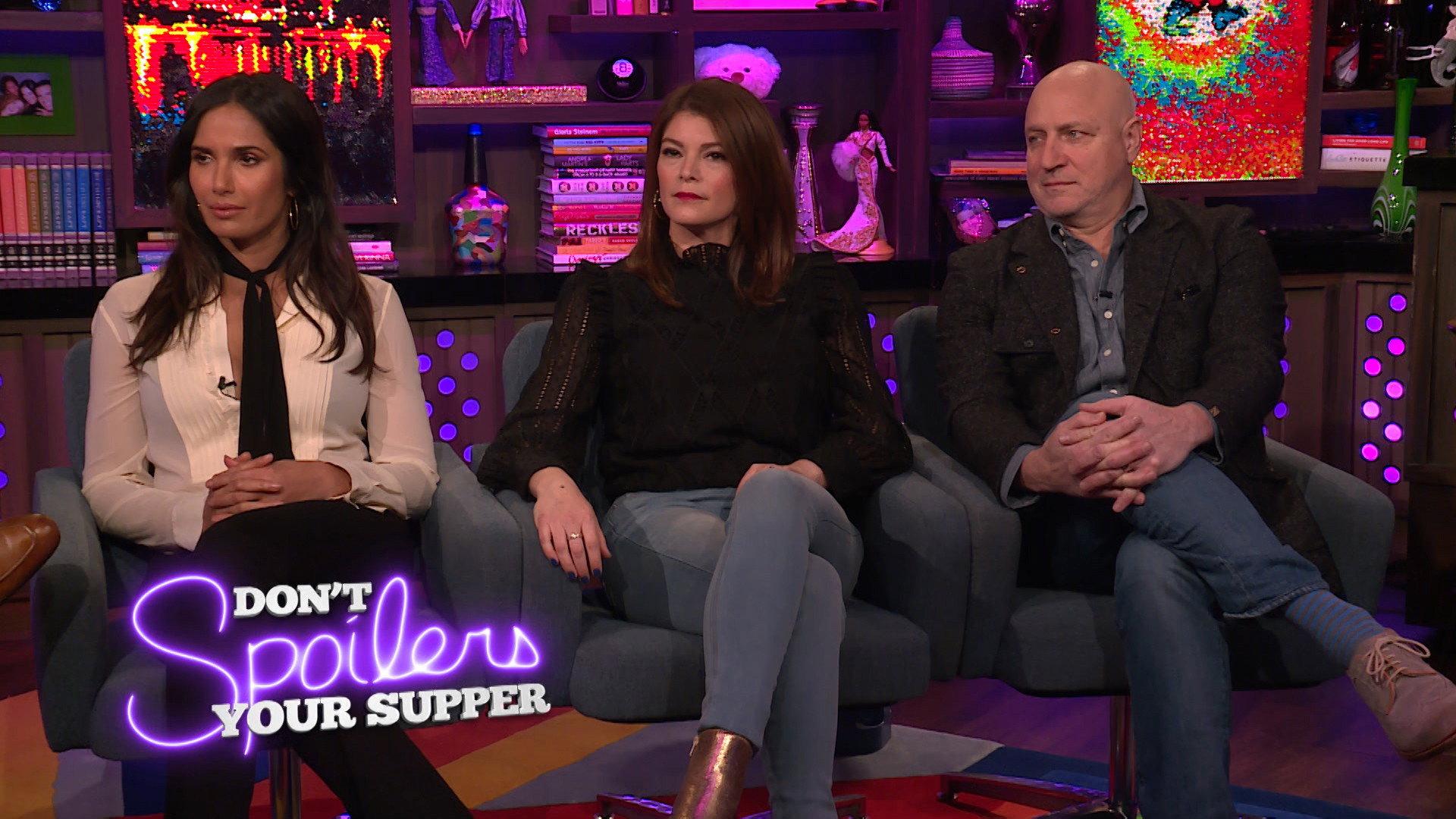 Still from Padma Lakshmi, Gail Simmons, and Tom Colicchio
