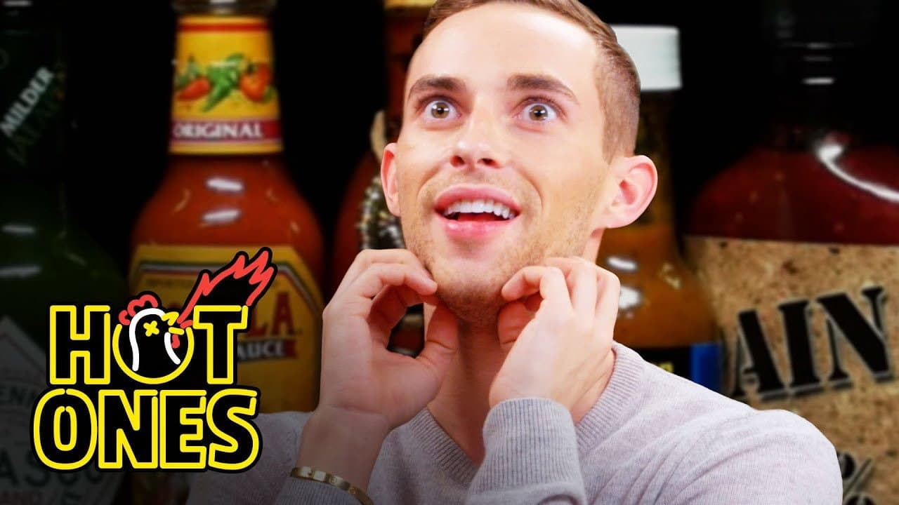 Still from Adam Rippon Competes in the Olympics of Eating Spicy Wings