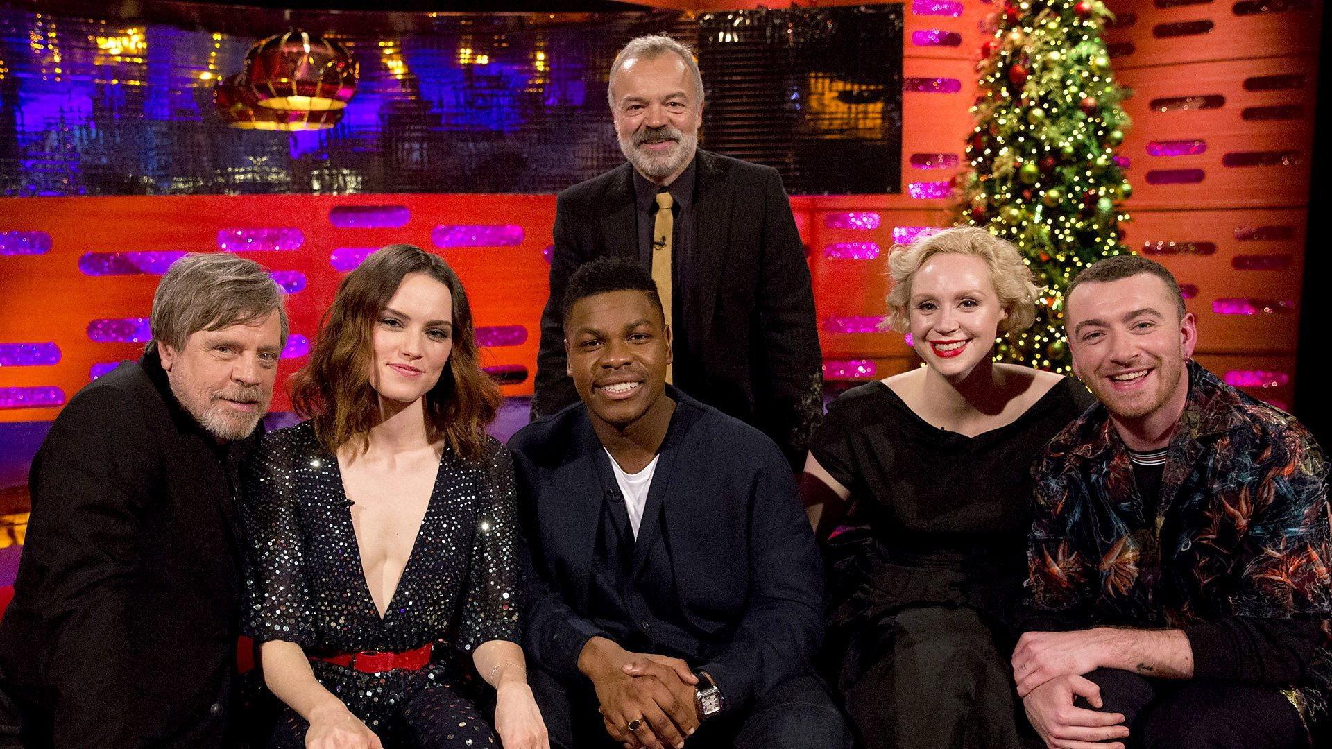 Still from Daisy Ridley, John Boyega, Gwendoline Christie, Mark Hamill, Sam Smith