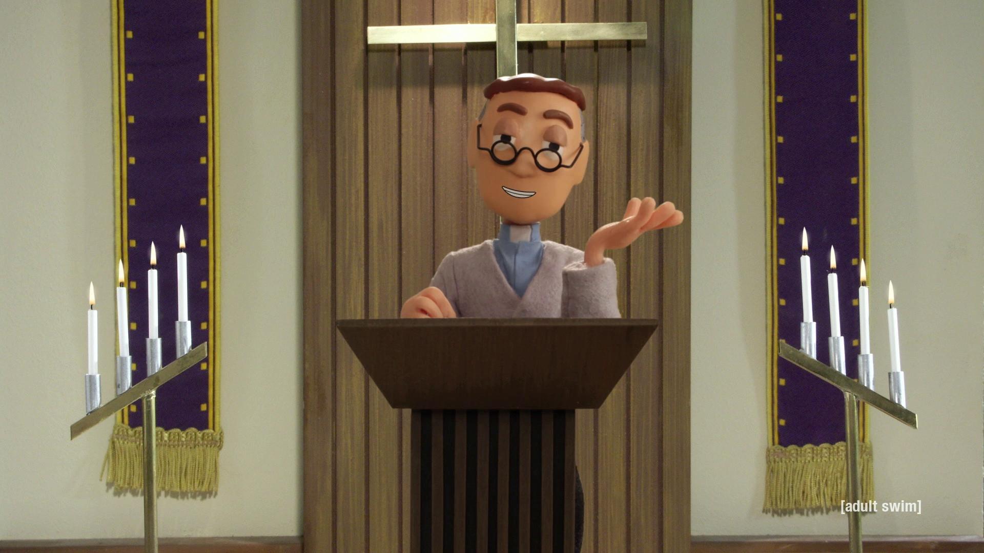 Still from Rev. Putty Sermons: Gay Guys