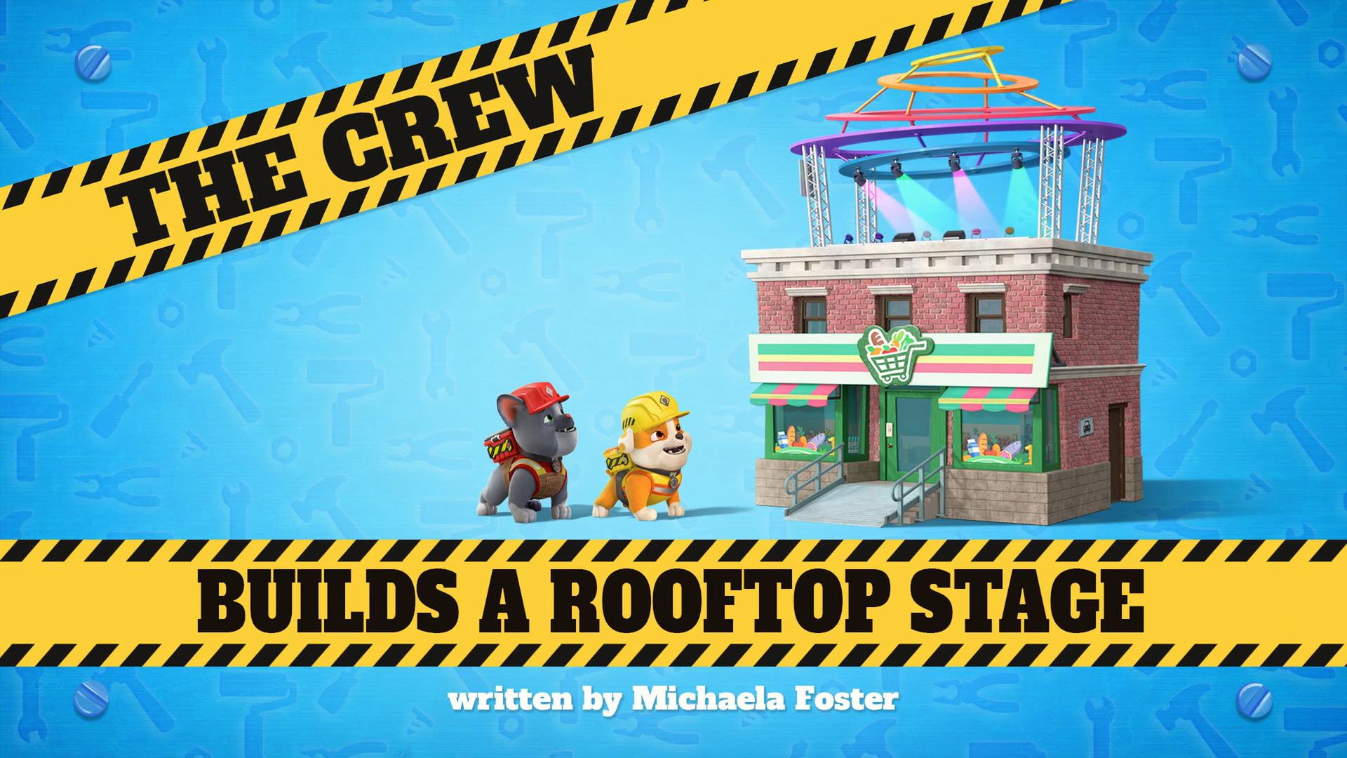 Still from The Crew Builds a Rooftop Stage
