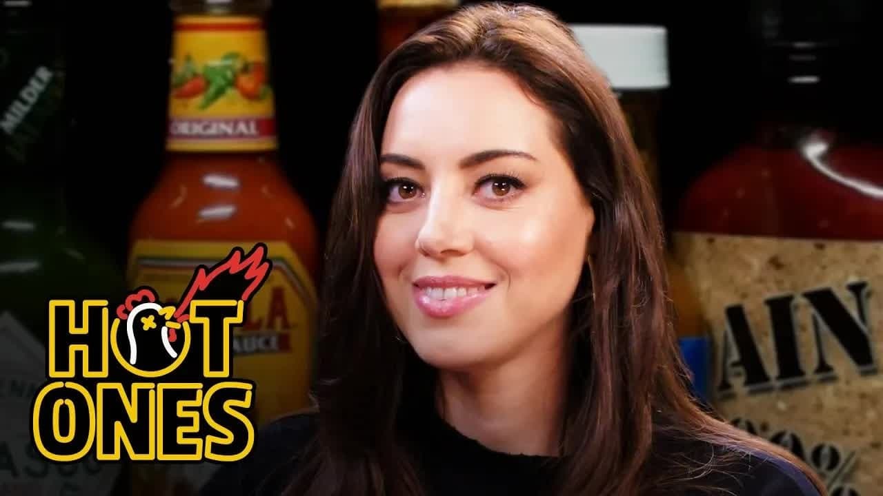Still from Aubrey Plaza Snorts Milk While Eating Spicy Wings