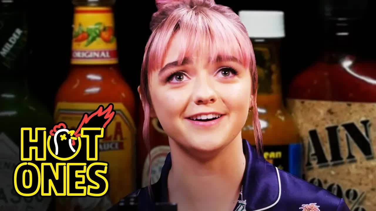 Still from Maisie Williams Shivers Uncontrollably While Eating Spicy Wings
