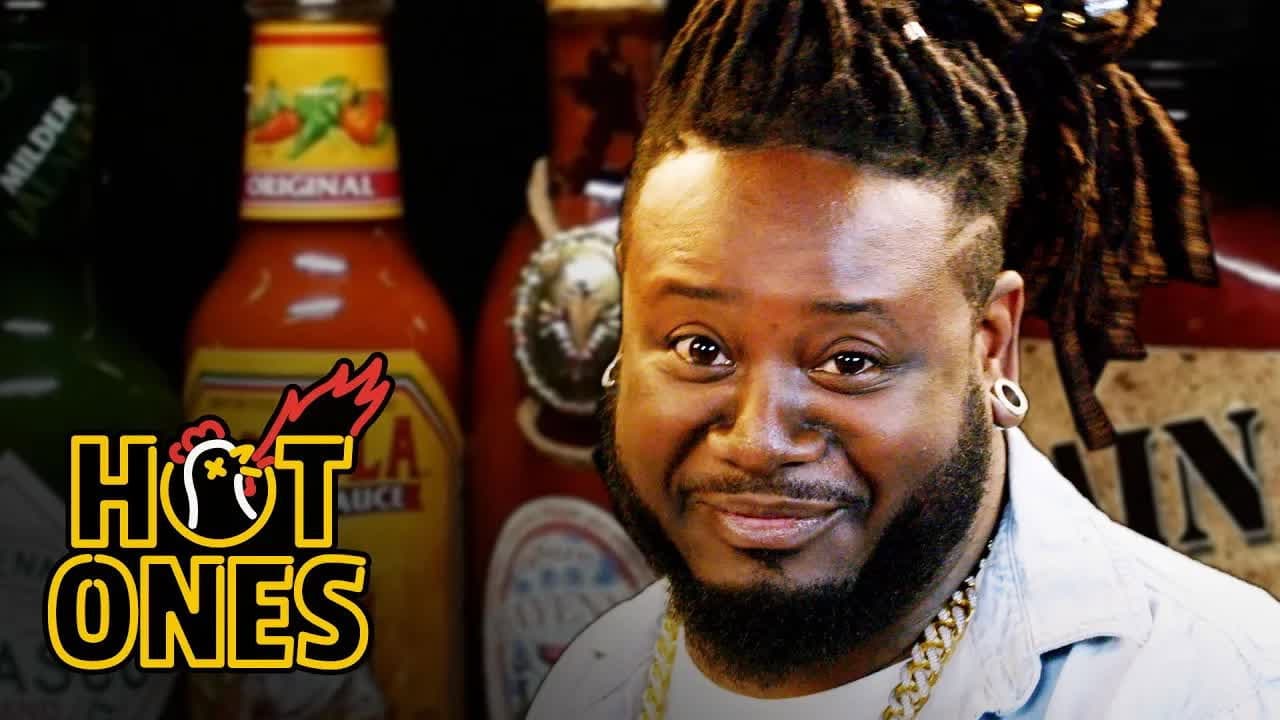 Still from T-Pain Has a Tongue Seizure Eating Spicy Wings