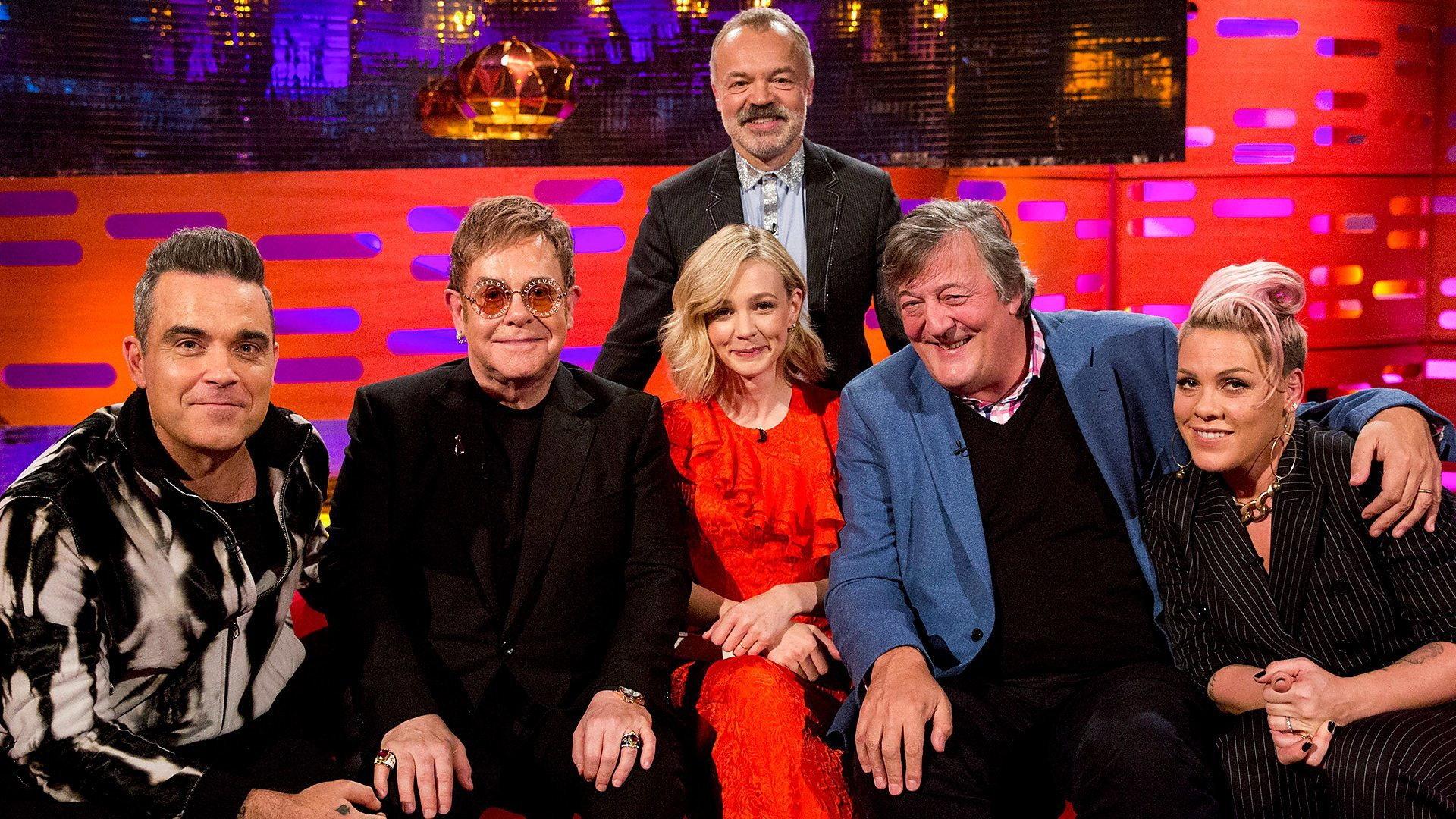 Still from Sir Elton John, Stephen Fry, Carey Mulligan, Robbie Williams, Pink