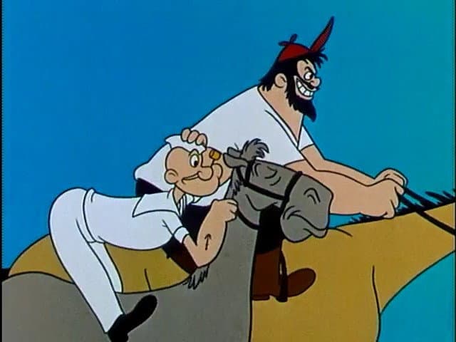 Still from Popeye in the Grand Steeple Chase