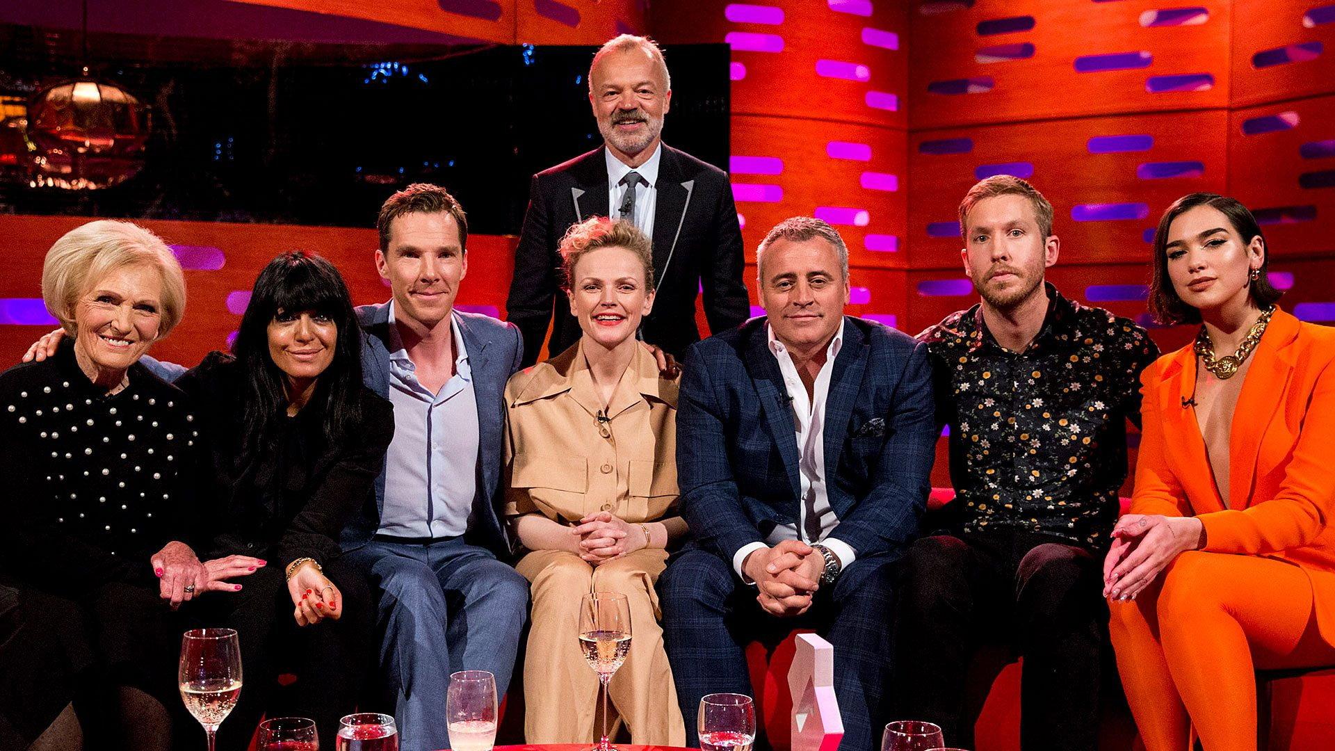 Still from Benedict Cumberbatch, Matt LeBlanc, Maxine Peake, Mary Berry, Claudia Winkleman