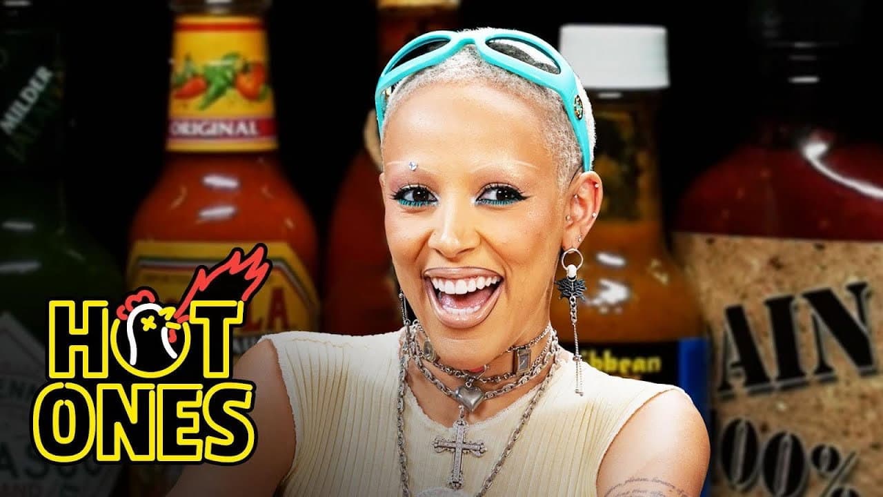 Still from Doja Cat Is Doing Great While Eating Spicy Wings
