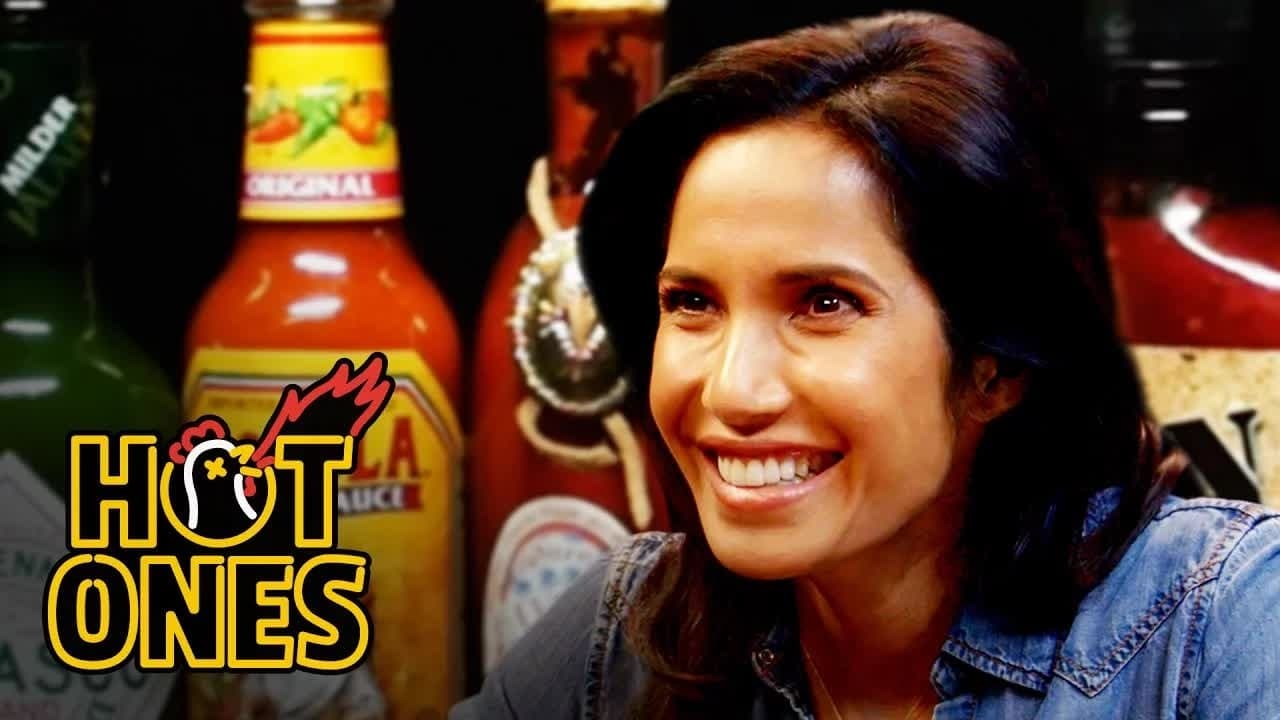 Still from Padma Lakshmi Gracefully Destroys Spicy Wings