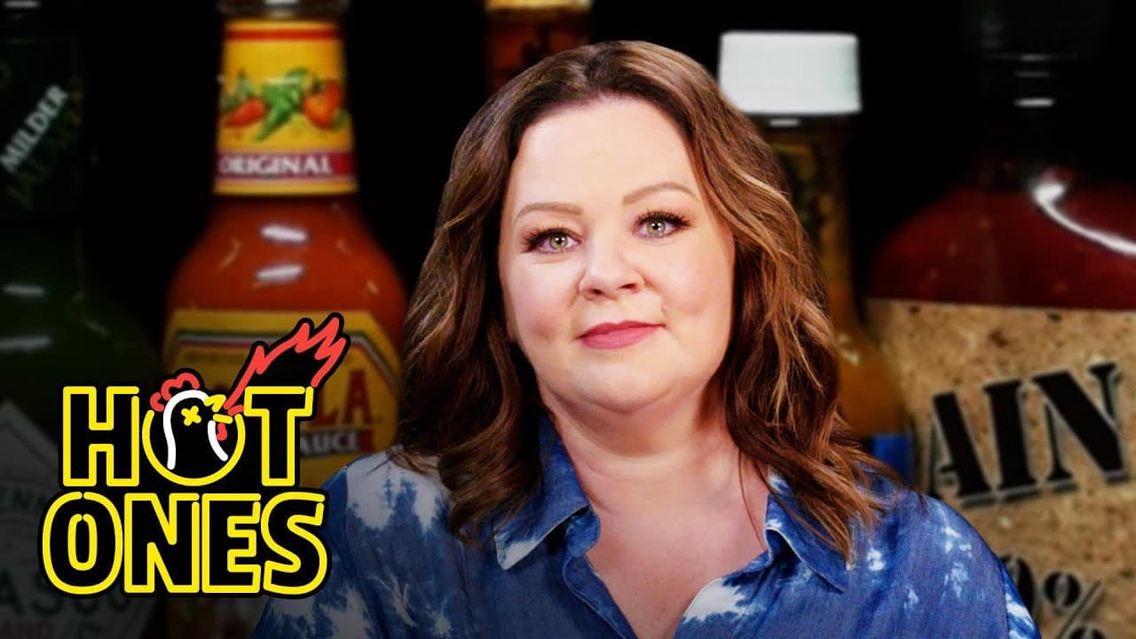 Still from Melissa McCarthy Prepares for the Worst While Eating Spicy Wings