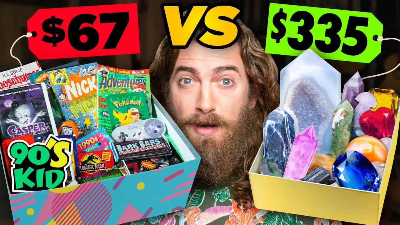 Still from Cheap vs. Expensive Mystery Box (Challenge)