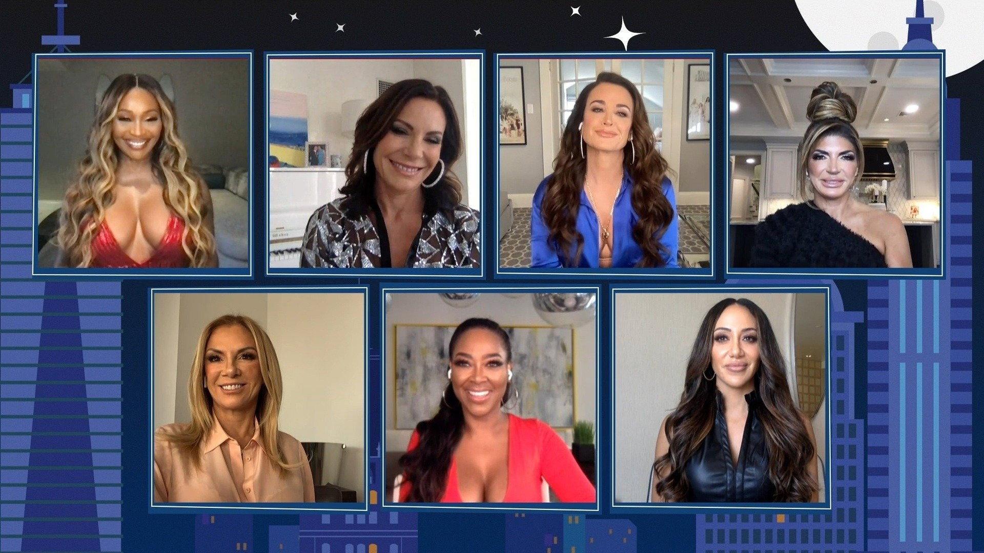Still from Cynthia Bailey, Kenya Moore, Kyle Richards, Teresa Giudice, Melissa Gorga, Ramona Singer, and Luann De Lesseps