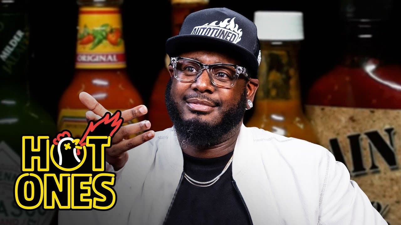 Still from T-Pain Regrets His Life Choices While Eating Spicy Wing