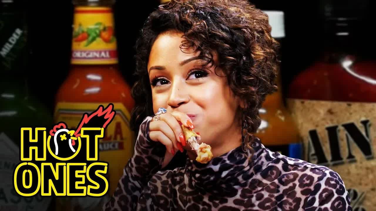 Still from Liza Koshy Meets Her Future Self While Eating Spicy Wings