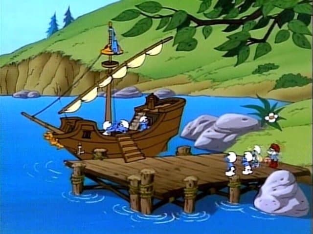 Still from Castaway Smurfs