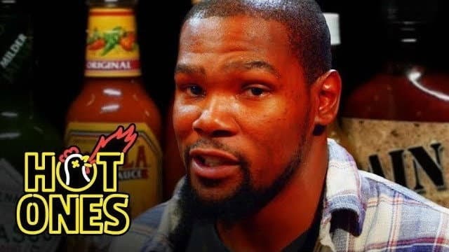 Still from Kevin Durant Sweats It Out Over Spicy Wings
