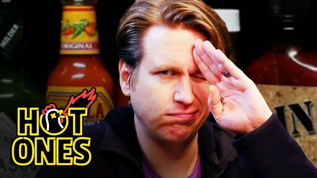 Still from Pete Holmes Does Improv While Eating Spicy Wings