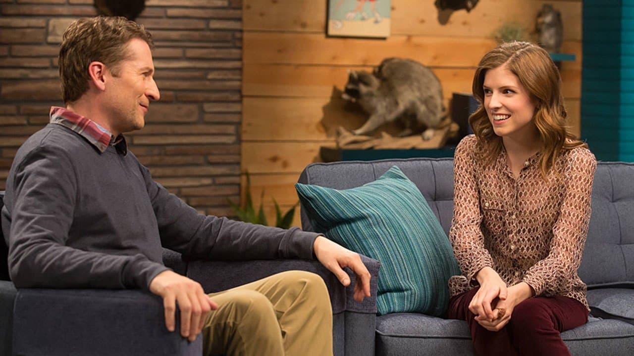 Still from Anna Kendrick Wears a Patterned Blouse & Burgundy Pants