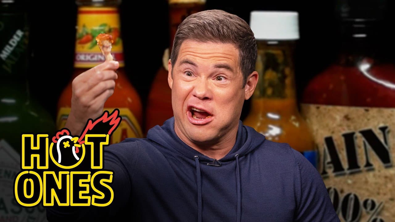 Still from Adam Devine Shocks a Live Audience While Eating Spicy Wings