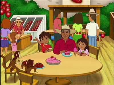 Still from Green Iguana Helps Abuelito Plant a New Strawberry Farm!