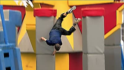Still from Winter Wipeout: Over the Big Balls to Nana's House We Go