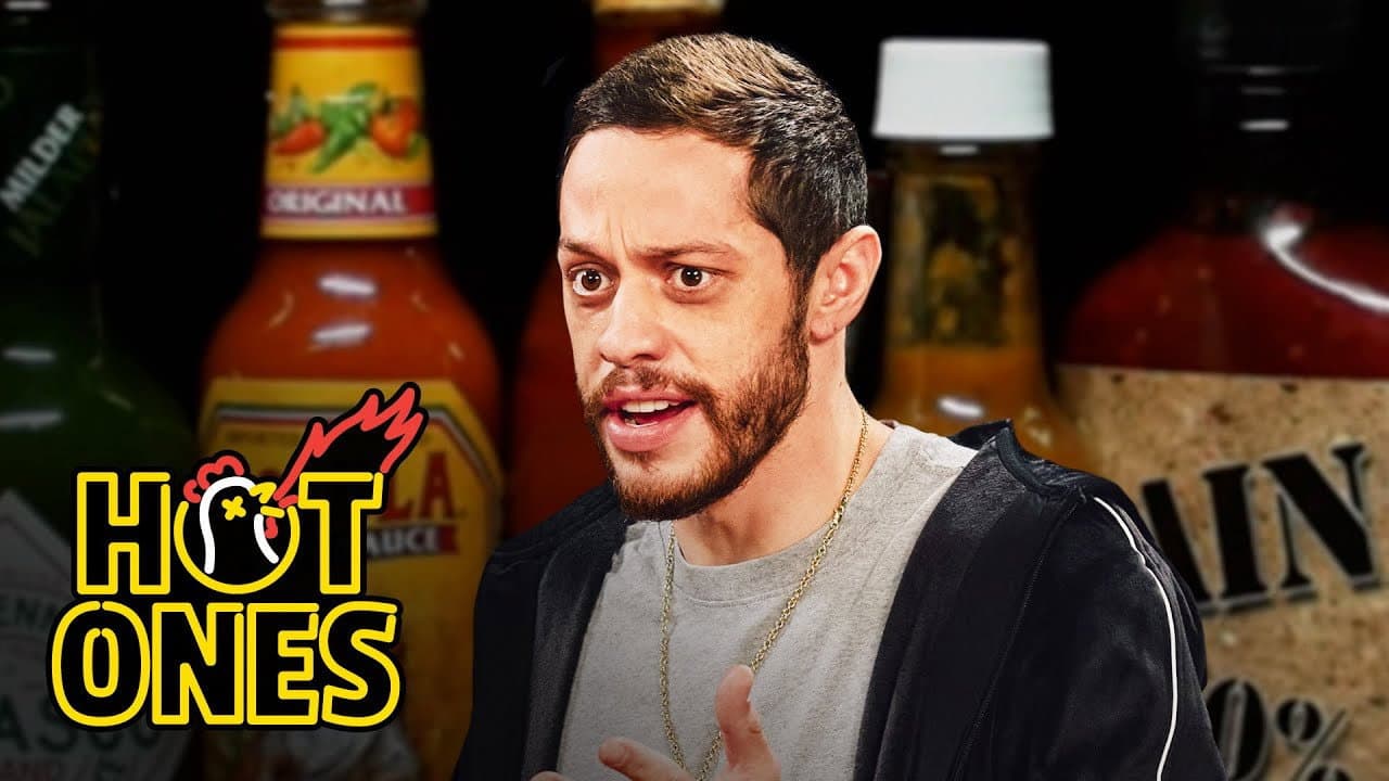 Still from Pete Davidson Drinks All the Milk While Eating Spicy Wings