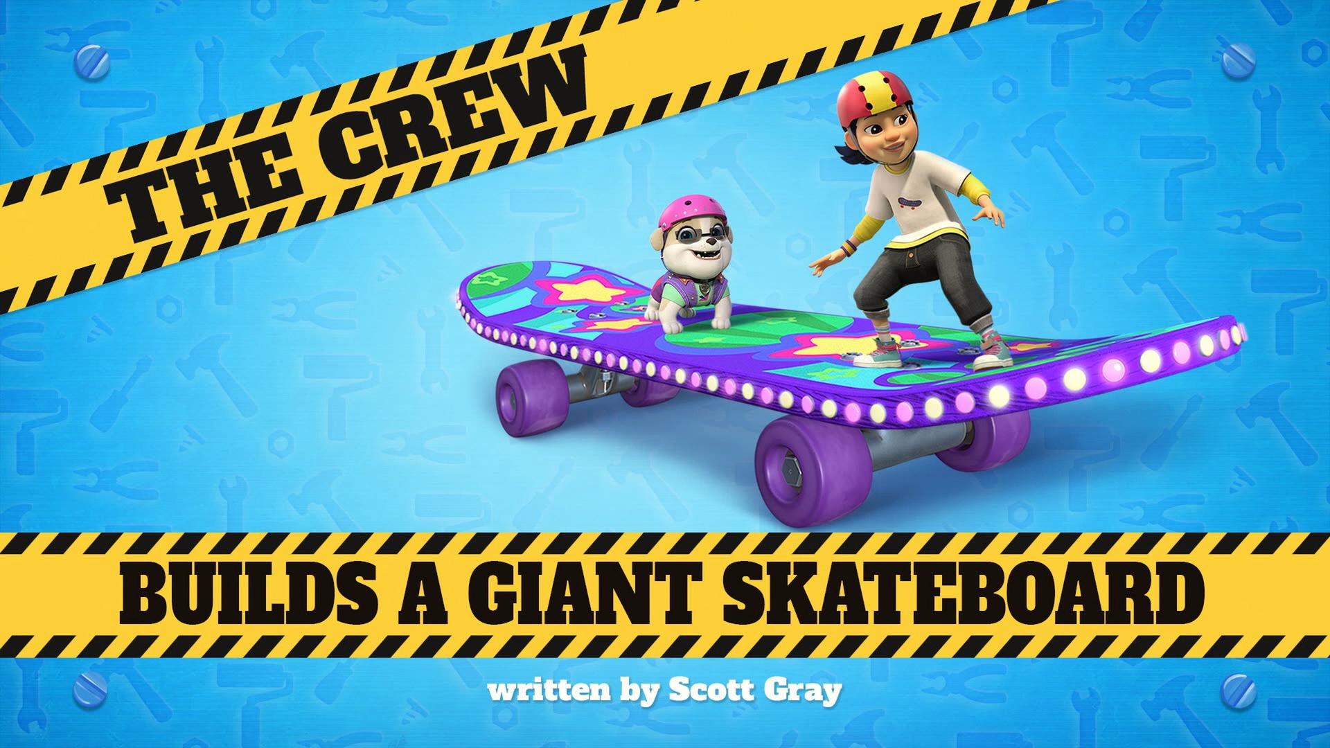 Still from The Crew Builds a Giant Skateboard