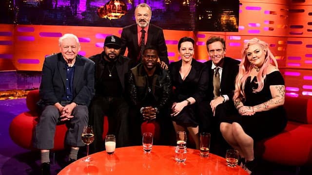 Still from Ice Cube, Kevin Hart, Hugh Laurie, Olivia Colman, Sir David Attenborough, Elle King
