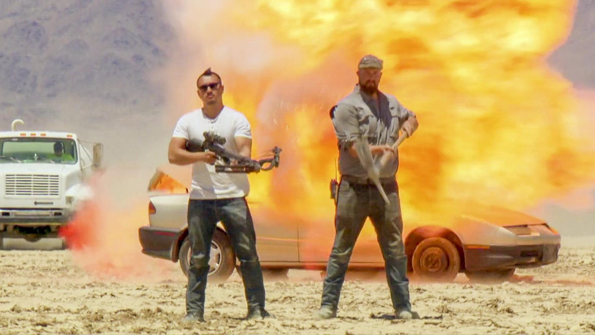 Still from Fire Arrow vs. Gas Tank