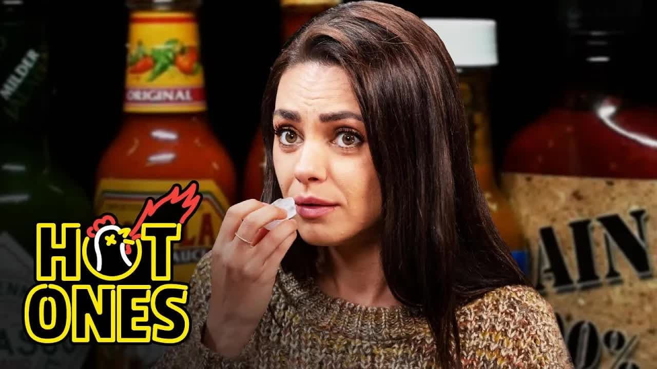 Still from Mila Kunis Hits the Ranch While Eating Spicy Wings