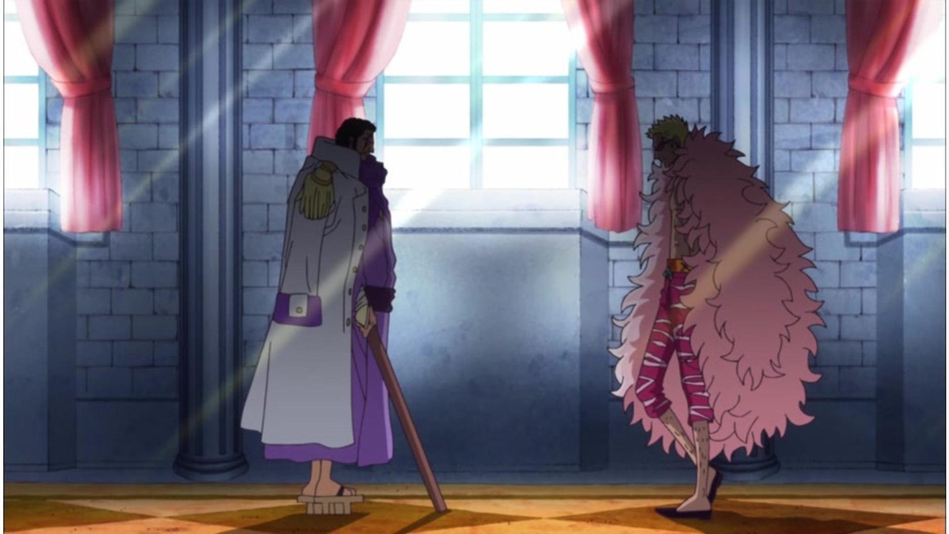 Still from The Admiral's Decision! Fujitora vs. Doflamingo!