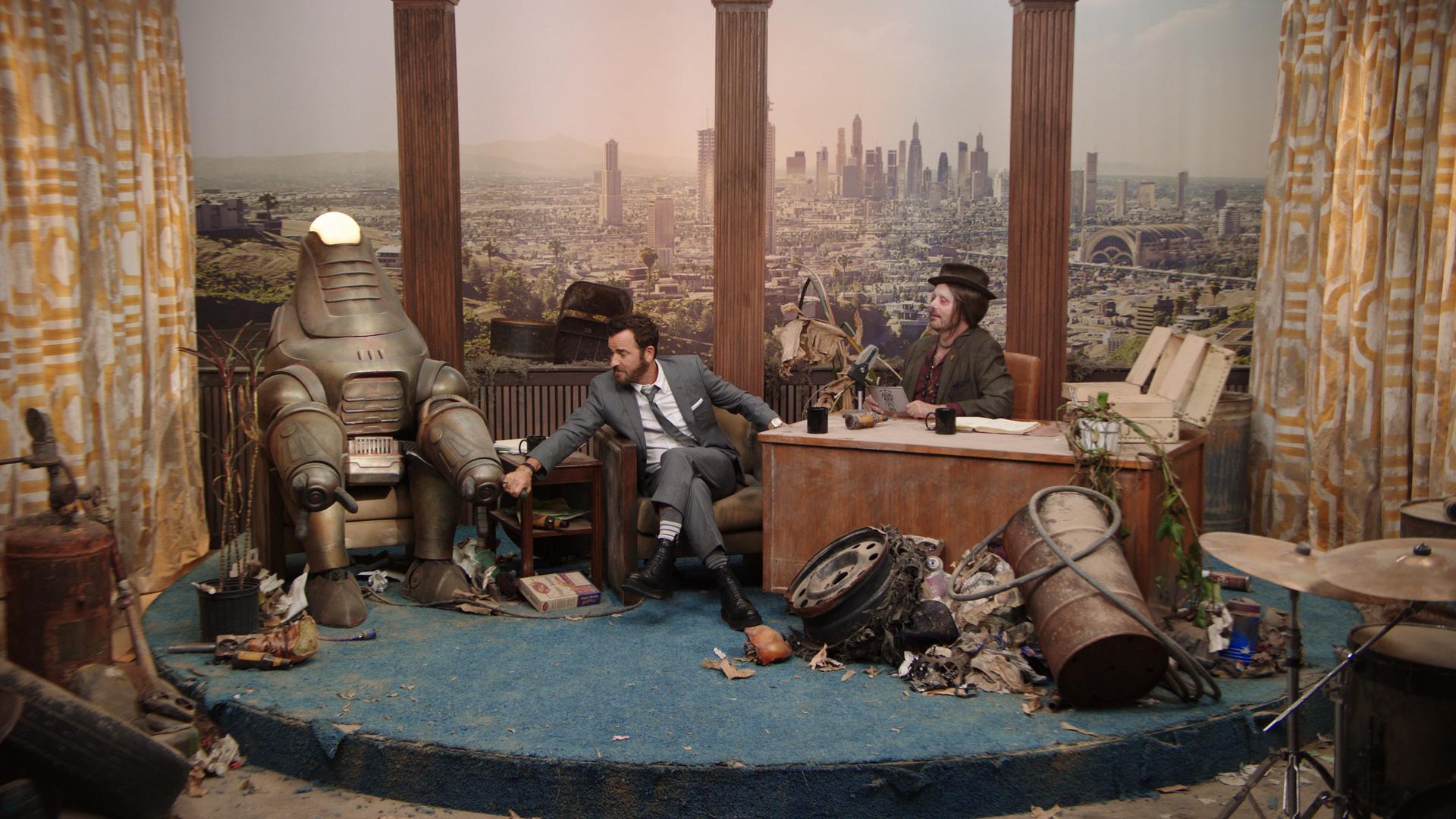 Still from Fallout Fake Talkshow: Justin Theroux