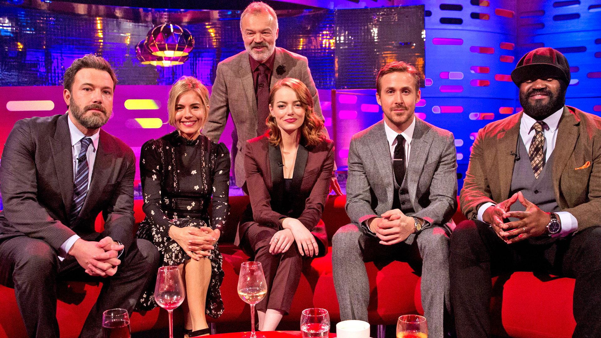 Still from Ben Affleck, Sienna Miller, Ryan Gosling, Emma Stone and Gregory Porter