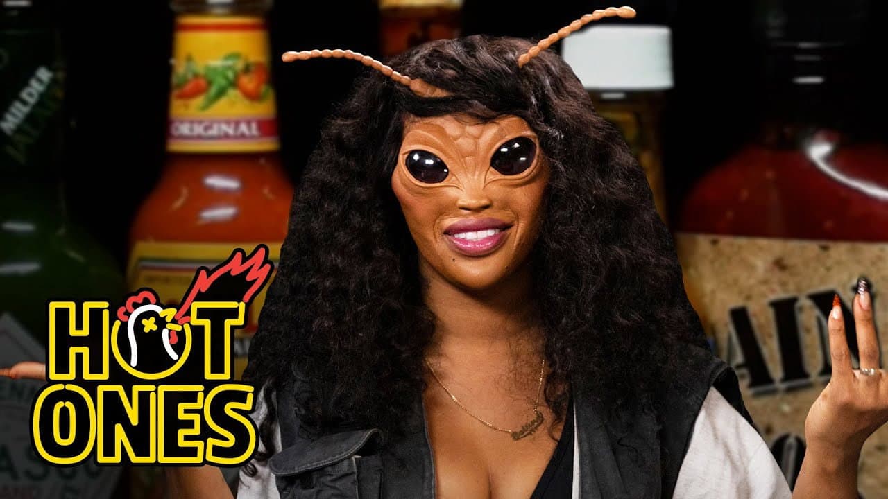 Still from SZA Bugs Out While Eating Spicy Wings