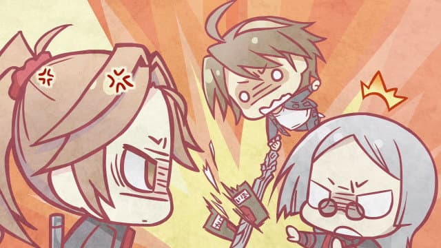 Still from Guilty Crown 4-Panel Theater - Phase 05-b - Danger! Don't Press! (blue, blue, red)