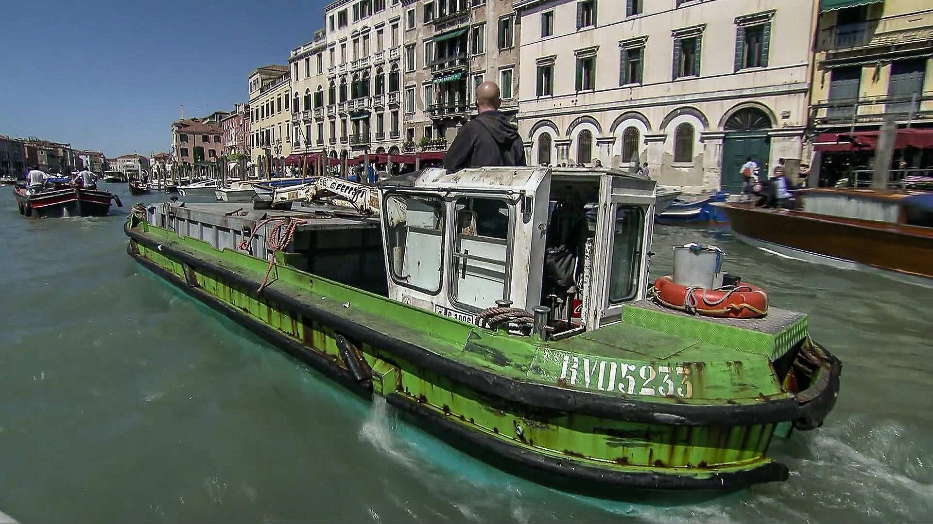 Still from Trash Collecting in Venice, Australian Sheepskin, Pond Algae