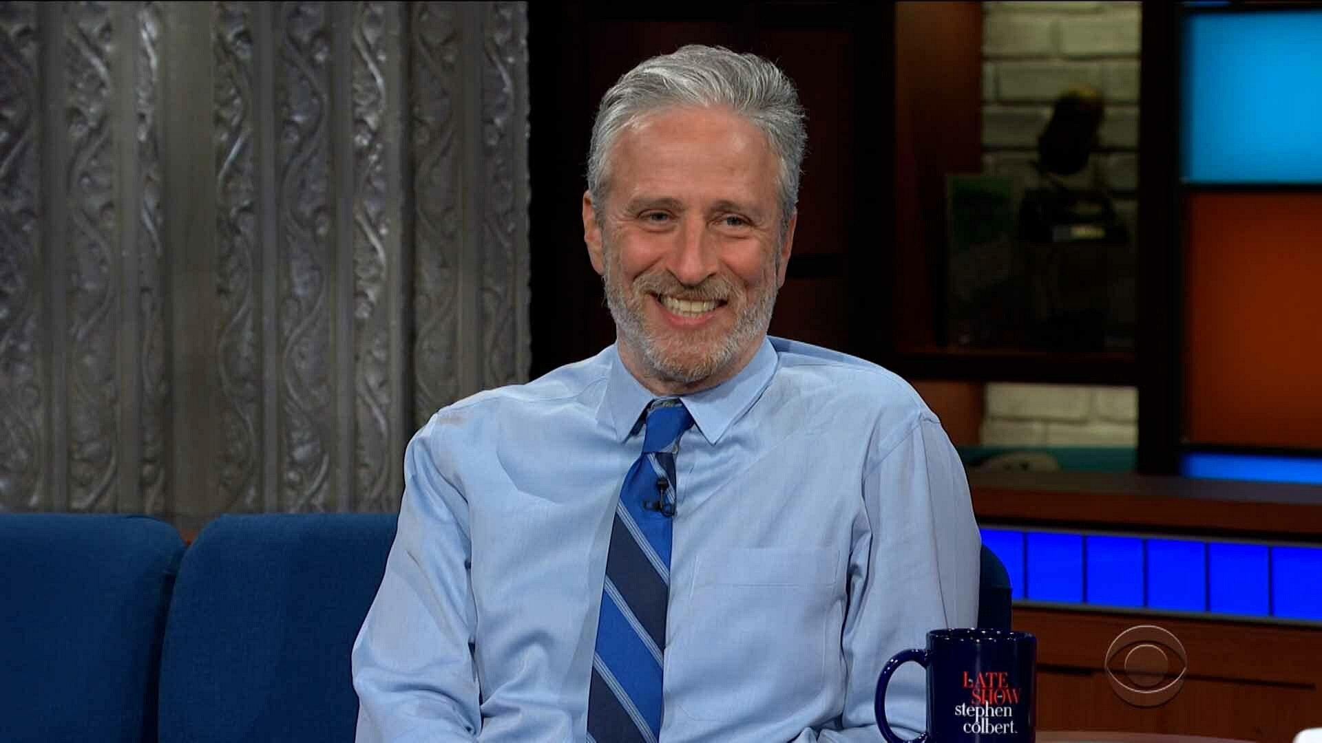 Still from Jon Stewart, Jon Batiste, Dana Carvey