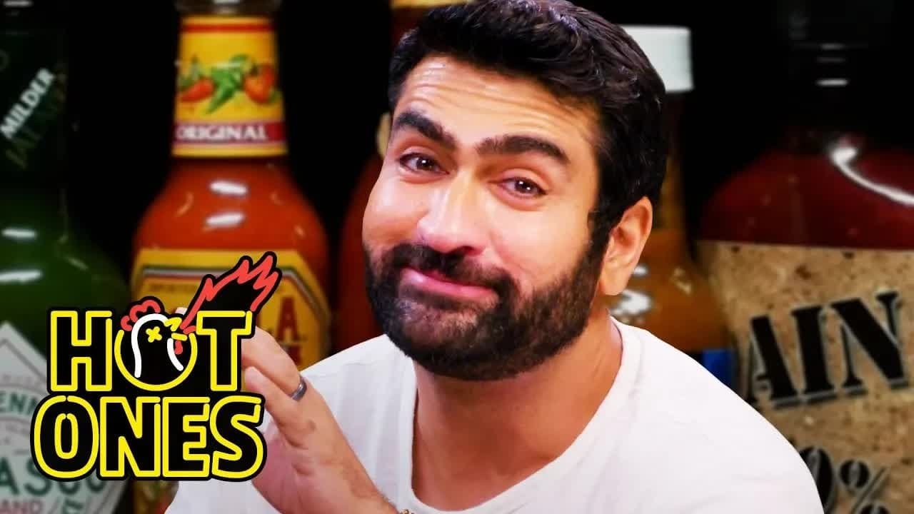 Still from Kumail Nanjiani Sweats Intensely While Eating Spicy Wings