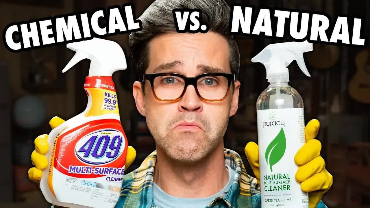 Still from Name Brand vs. Natural Cleaning Product Test